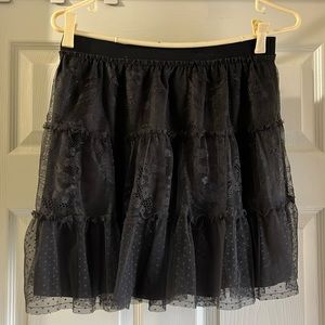 American Eagle Sz Small Ladies, Lace Skirt, lined, Black, pull-on, tiered